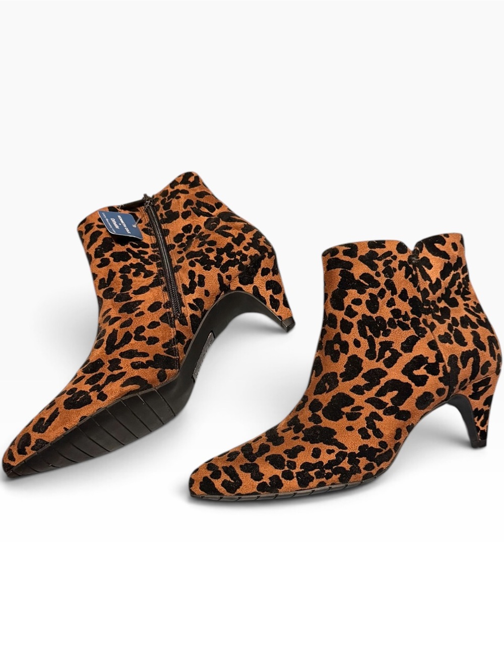 Kenneth Cole Reaction Leopard Print Kitten Heel Booties NWT Brown Black Size 7.5